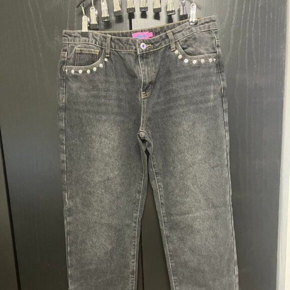 ✨ Edikted Studded Black Denim Jeans – Size Medium ✨NWOT - Picture 3 of 11